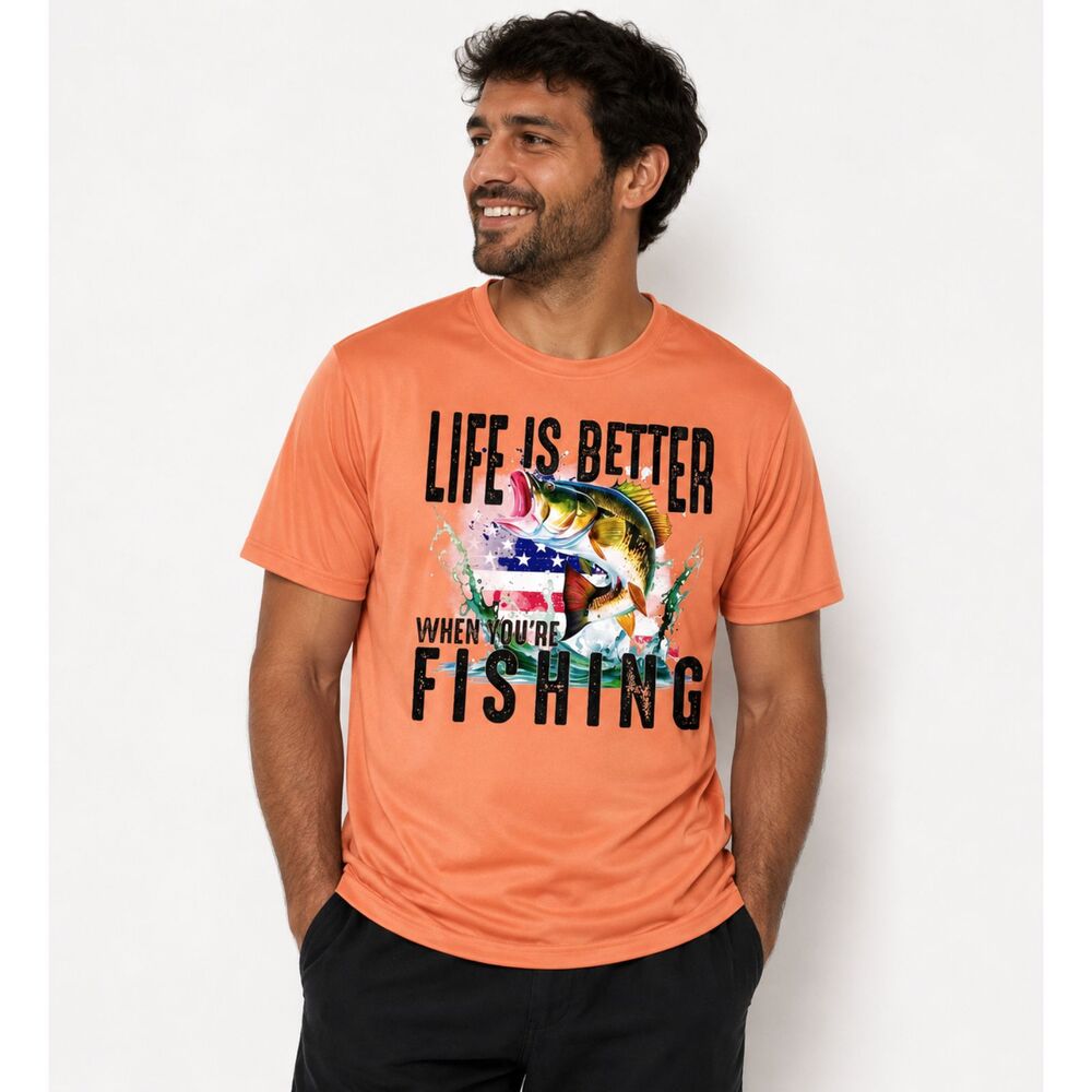 Life Is Better When You’re Fishing Graphic T-Shirt Men’s Medium Fishing Tee